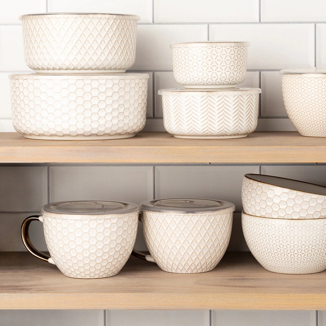 Ceramic Nesting Bowls with Lids (Set of 4)
