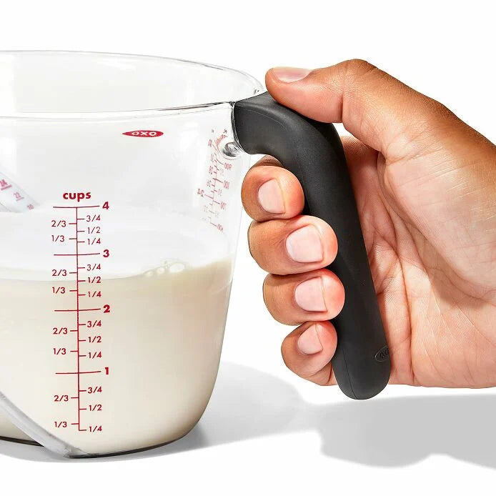 Measure with a smile, not a backache. Our OXO Good Grips 4-Cup Angled Measuring Cup is like having X-ray vision—just peek down and voilà, perfect measurements! This clever cup (a Good Housekeeping darling!) features a sneaky angled interior that displays cups, ounces, and milliliters from above like magic.