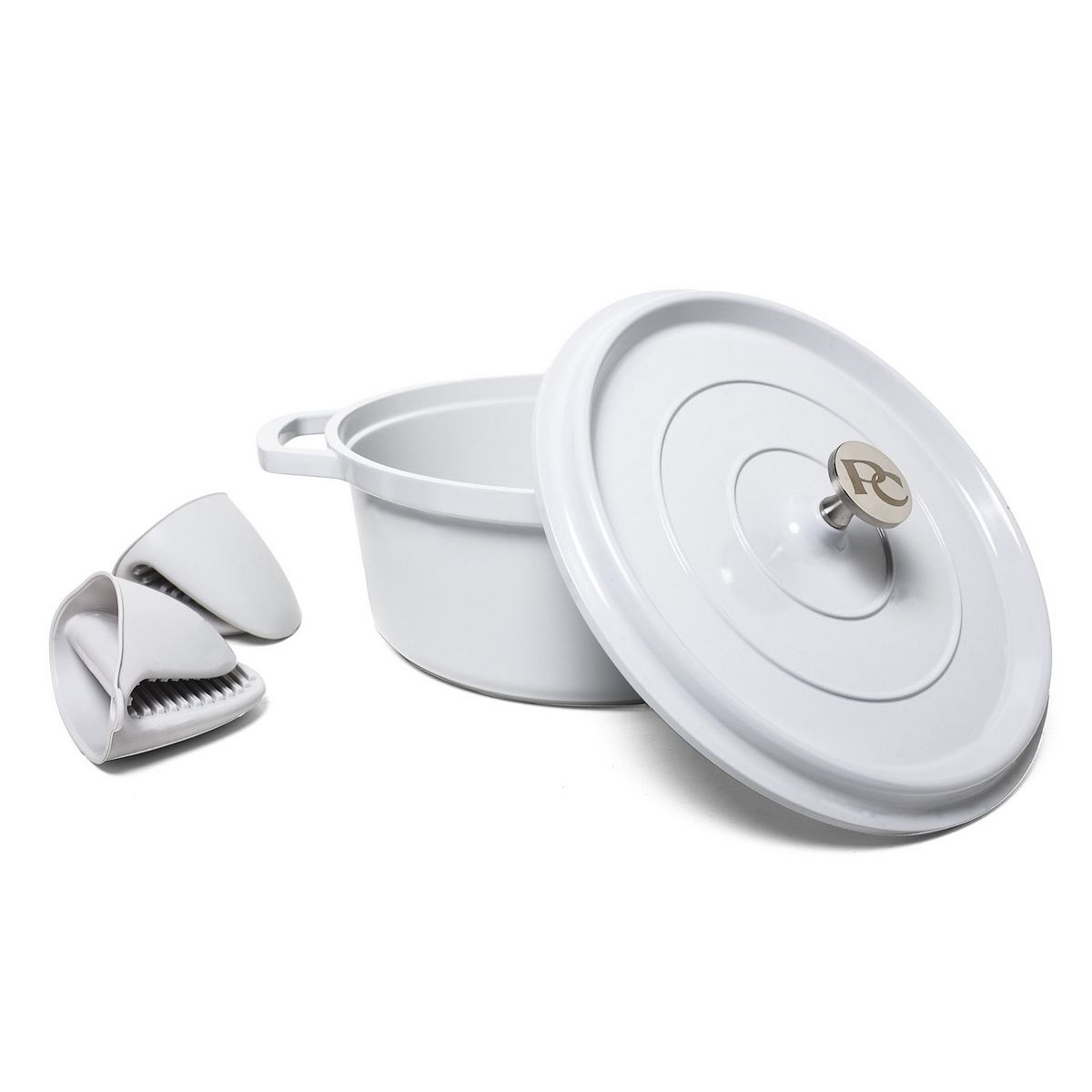 Lightweight aluminum Dutch oven. Non-stick ceramic interior for easy sautéing, braising, slow cooking, frying. 4.2 qt. 30% lighter than traditional Dutch oven. Stovetop/Oven/Refrigerator/Freezer/Dishwasher safe.