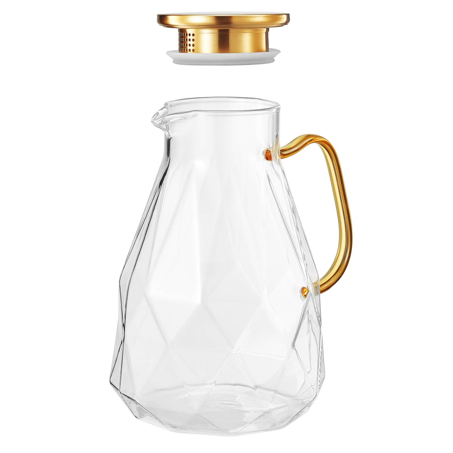 Beverage Pitcher with Gold Lid & Handle - 74 oz