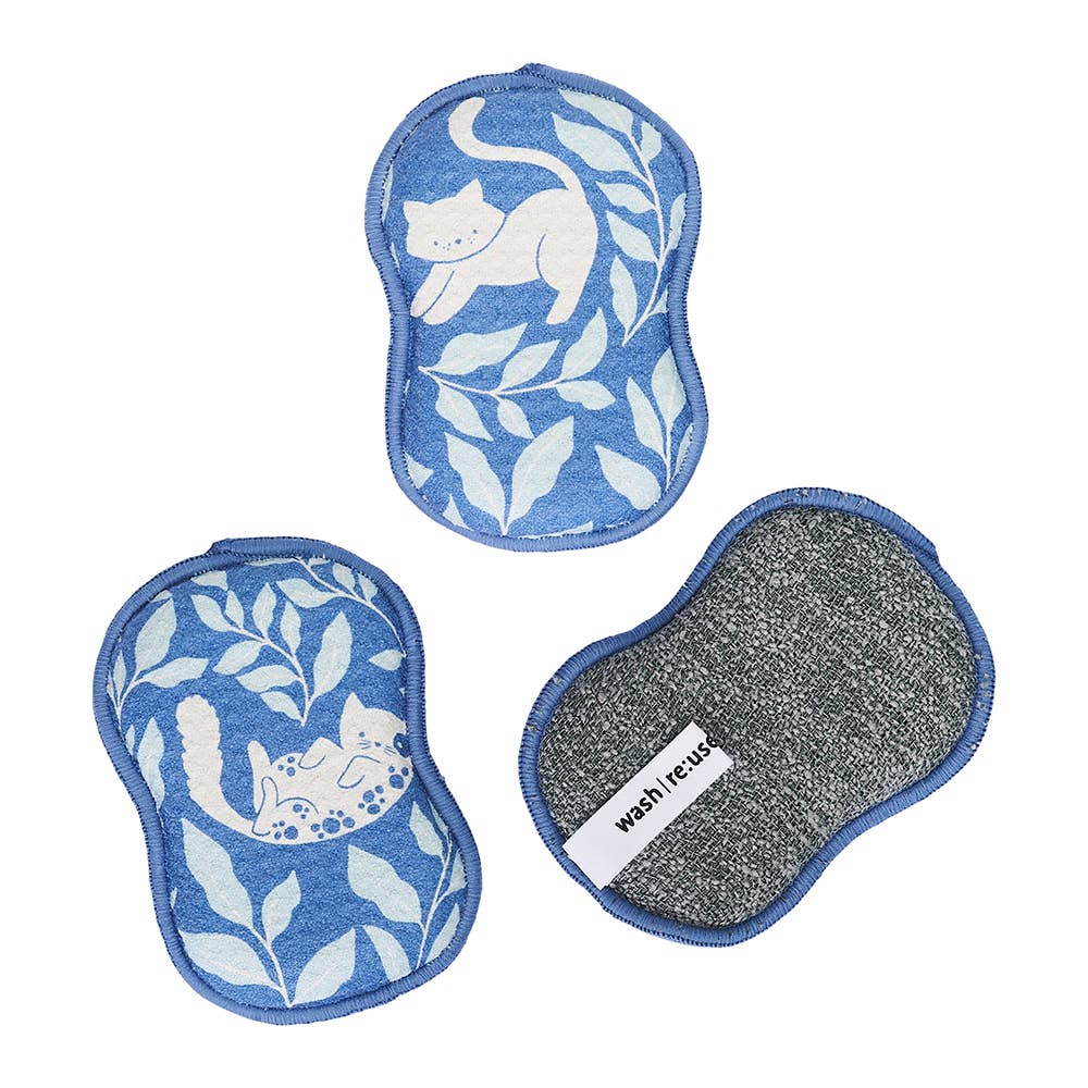 RE:usable Sponges (Set of 3) - Nuthatch Cat Club: R Blue