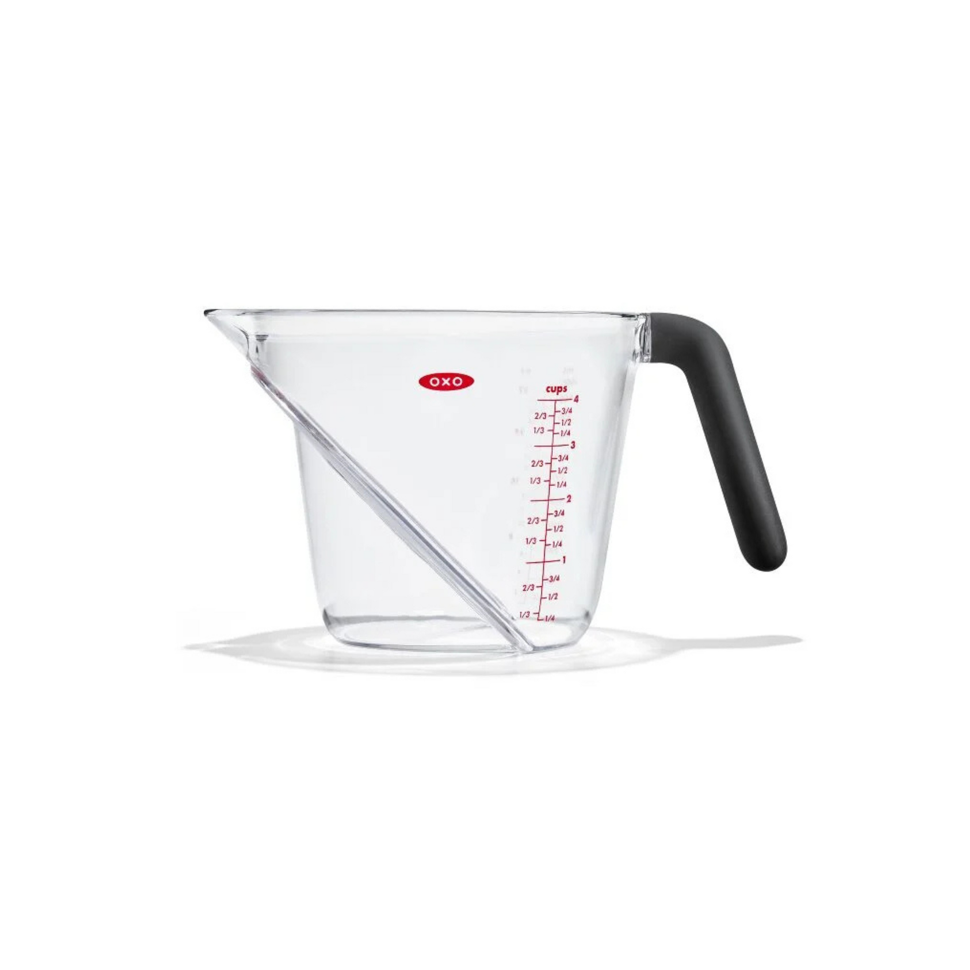 Measure with a smile, not a backache. Our OXO Good Grips 4-Cup Angled Measuring Cup is like having X-ray vision—just peek down and voilà, perfect measurements! This clever cup (a Good Housekeeping darling!) features a sneaky angled interior that displays cups, ounces, and milliliters from above like magic.