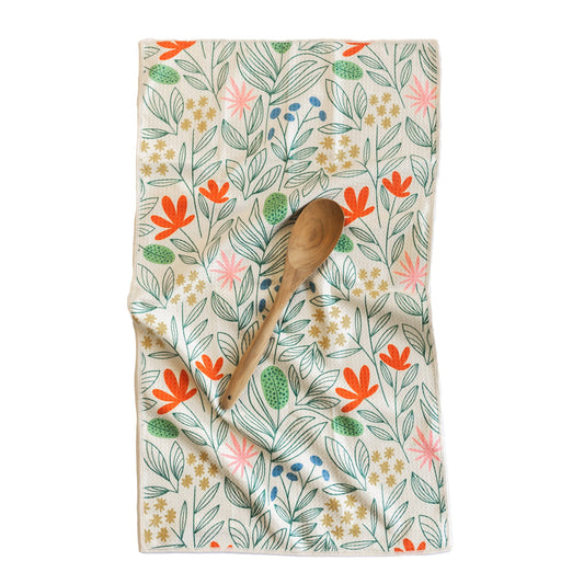 Behold the New Bloom Collection! Imagine a smooth cream canvas adorned with a fresh Scandinavian-inspired print featuring bold red, yellow, and pink flowers. It's like a ray of sunshine in your home.