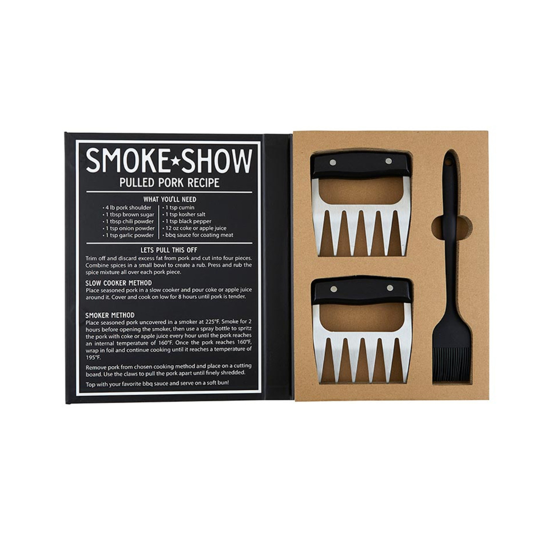 For the meat lover in your life, this gift set is the perfect choice. It includes two premium stainless steel meat shredding claws, each with comfortable wooden handles for a secure grip, and a high-quality silicone basting brush for applying marinades and sauces. The set is beautifully packaged in a charming book-shaped box, making it an impressive and thoughtful gift.