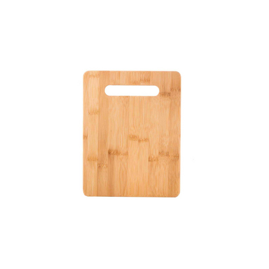 Crafted from durable bamboo, its natural wood tones offer a sleek, modern look while providing a sturdy surface for chopping, slicing, and dicing. Perfect for everyday meal prep or serving cheeses and crudités, this board combines functionality with timeless elegance.