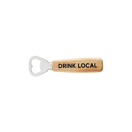 Open your favorite brew in style with our Drink Local Bottle Opener. Show your appreciation for local beers and ales with this handy accessory. Perfect for popping open a local IPA and supporting local breweries, this cool tool is a must-have for any beer enthusiast. Cheers!