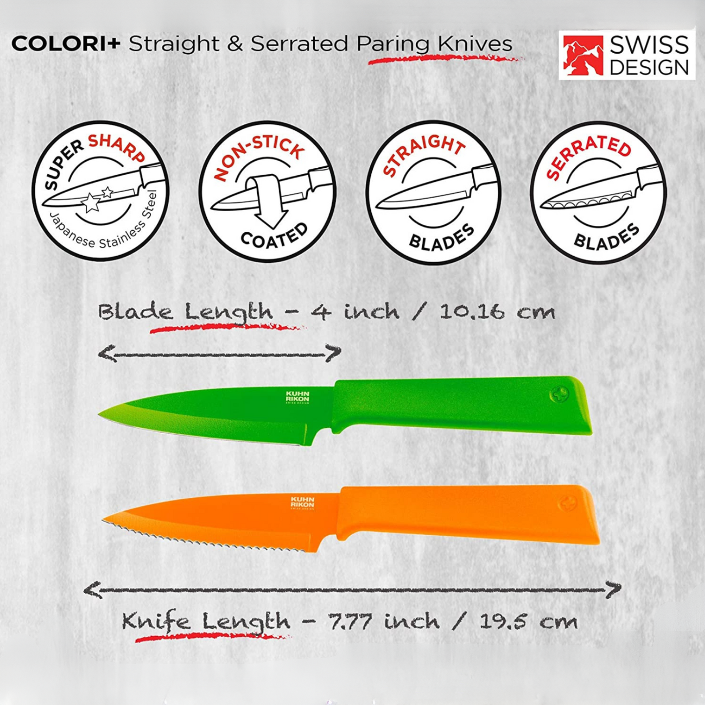 COLORI Paring & Serrated Knifes (2 Piece Set)