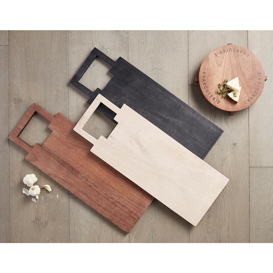 Crafted from mango wood with a stylish footed base and the word "charcuterie" elegantly etched around the top. This board is not just a serving piece but a statement of culinary sophistication. Perfect for presenting an assortment of cheeses, cured meats, fruits, and nuts, it adds a touch of rustic charm to any dining occasion. Ideal for entertaining or everyday use, this versatile board enhances your table setting with its natural beauty and practical design.