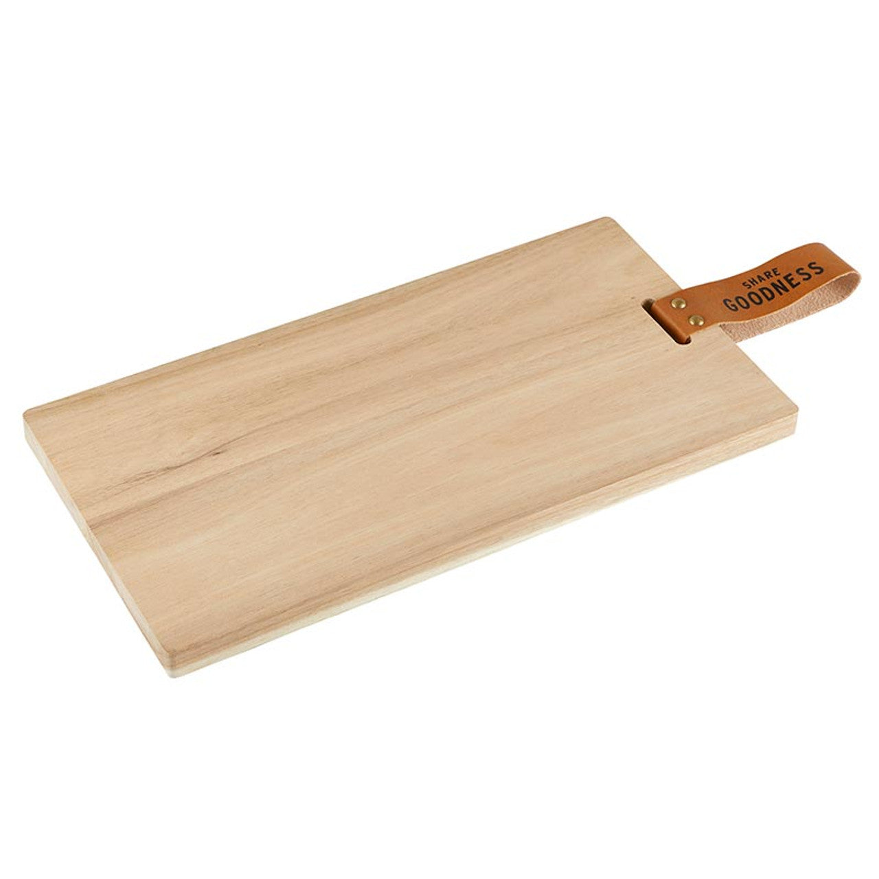 Our Charcuterie Plank Board - "Share Goodness", crafted from classic acacia wood to beautifully present the food you love sharing with friends and family. This versatile board doubles as a cutting surface, making it perfect for preparing and serving a variety of cheeses, meats, fruits, and more. Its natural wood grain and sturdy construction ensure durability and a stylish addition to your table.