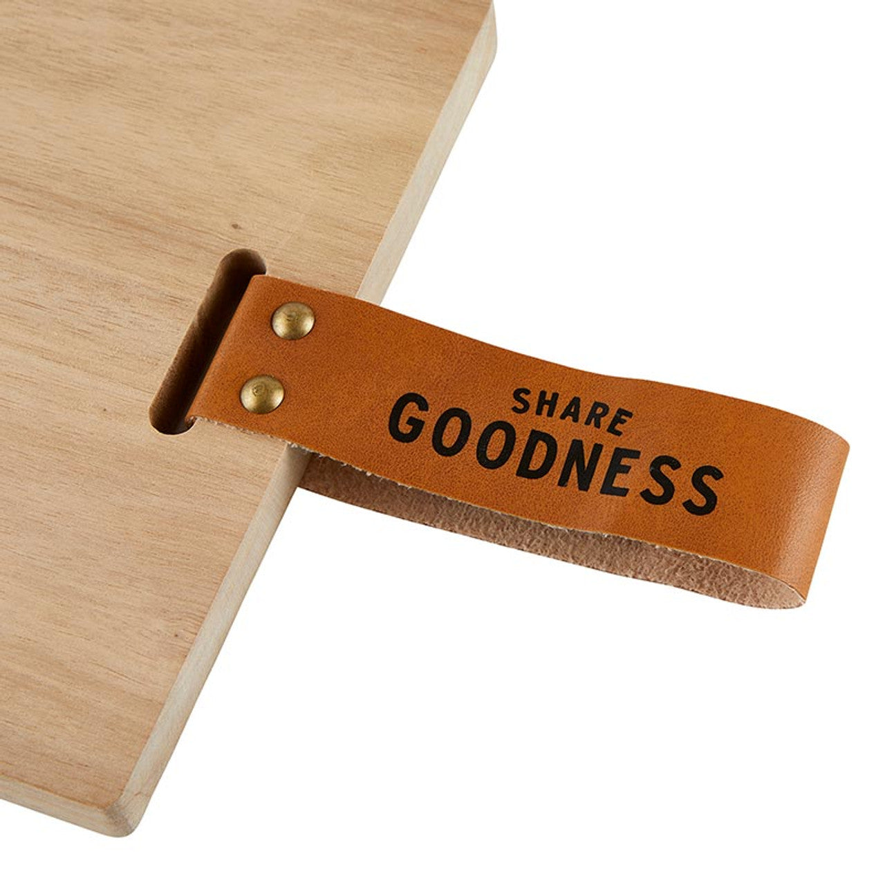 Our Charcuterie Plank Board - "Share Goodness", crafted from classic acacia wood to beautifully present the food you love sharing with friends and family. This versatile board doubles as a cutting surface, making it perfect for preparing and serving a variety of cheeses, meats, fruits, and more. Its natural wood grain and sturdy construction ensure durability and a stylish addition to your table.