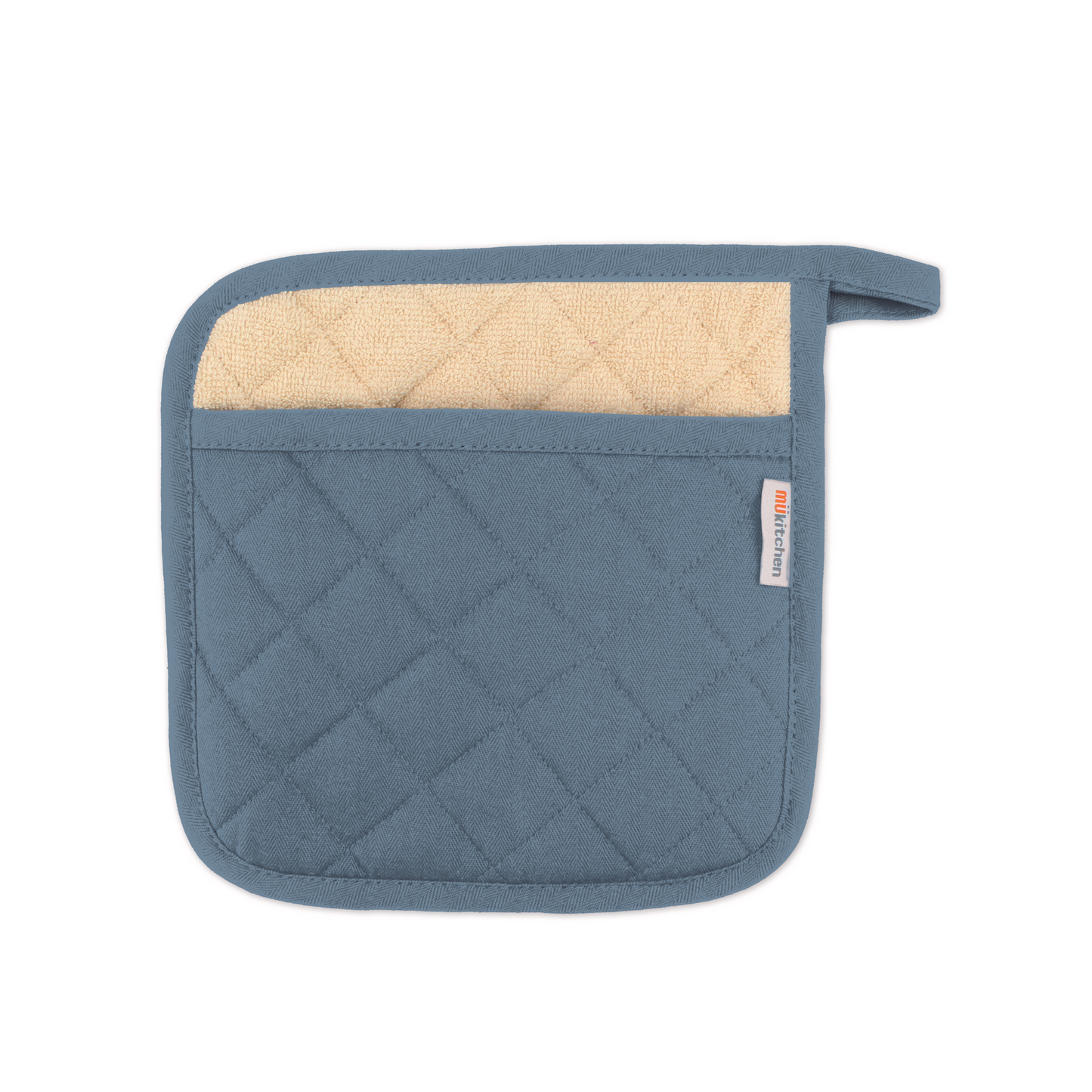 Our Classic Pot Holder, the essential kitchen accessory for handling hot pots and pans with ease. Crafted with quilted cotton in a herringbone weave, this pot holder boasts a super-tough exterior that ensures excellent protection and durability.