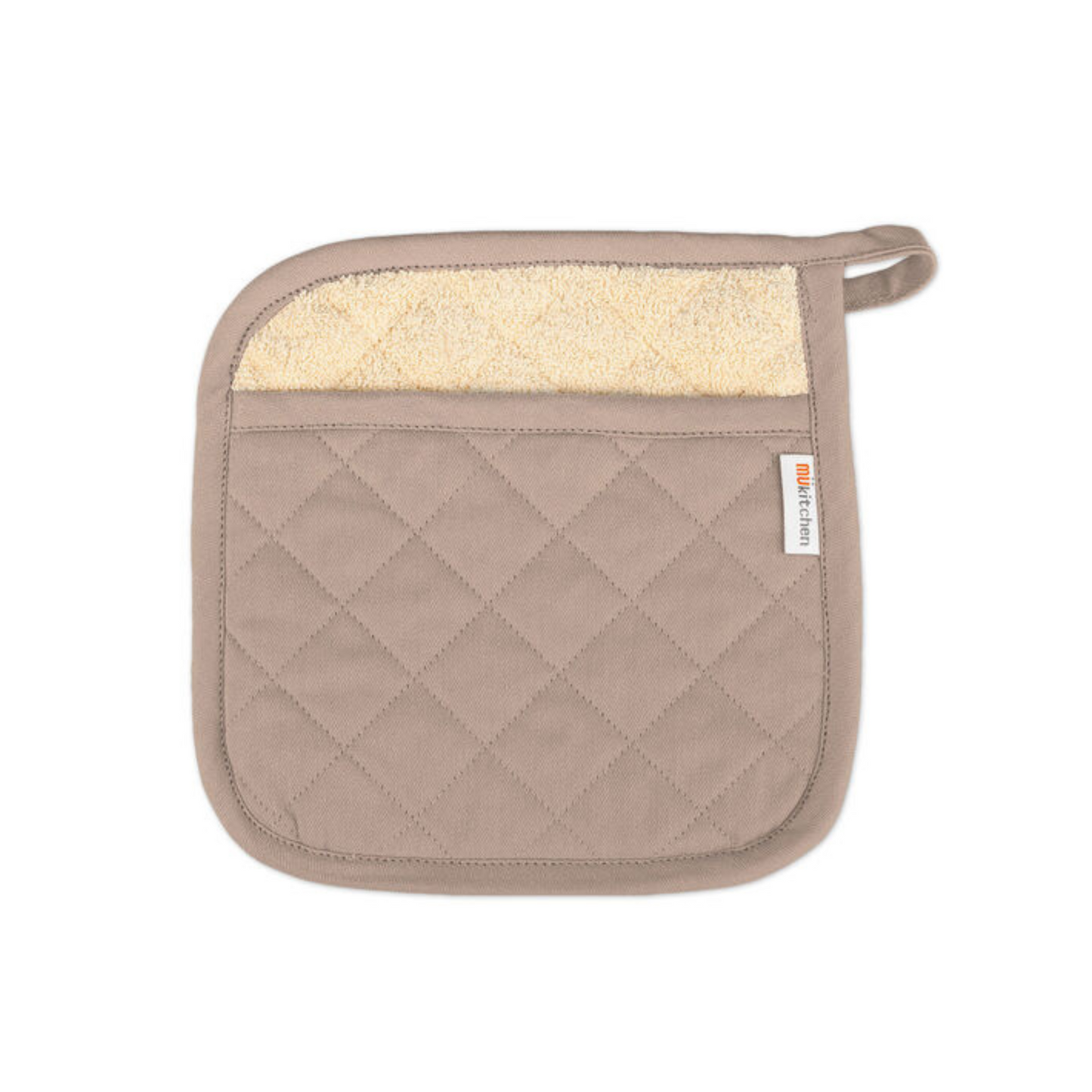 Our Classic Pot Holder, the essential kitchen accessory for handling hot pots and pans with ease. Crafted with quilted cotton in a herringbone weave, this pot holder boasts a super-tough exterior that ensures excellent protection and durability.