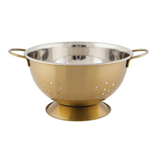 Add a touch of glam to your kitchen with the Large Gold Colander by Now Designs! Made from durable powder-coated stainless steel, this practical yet stylish colander is perfect for straining pasta, rinsing fruit, and washing salad greens.