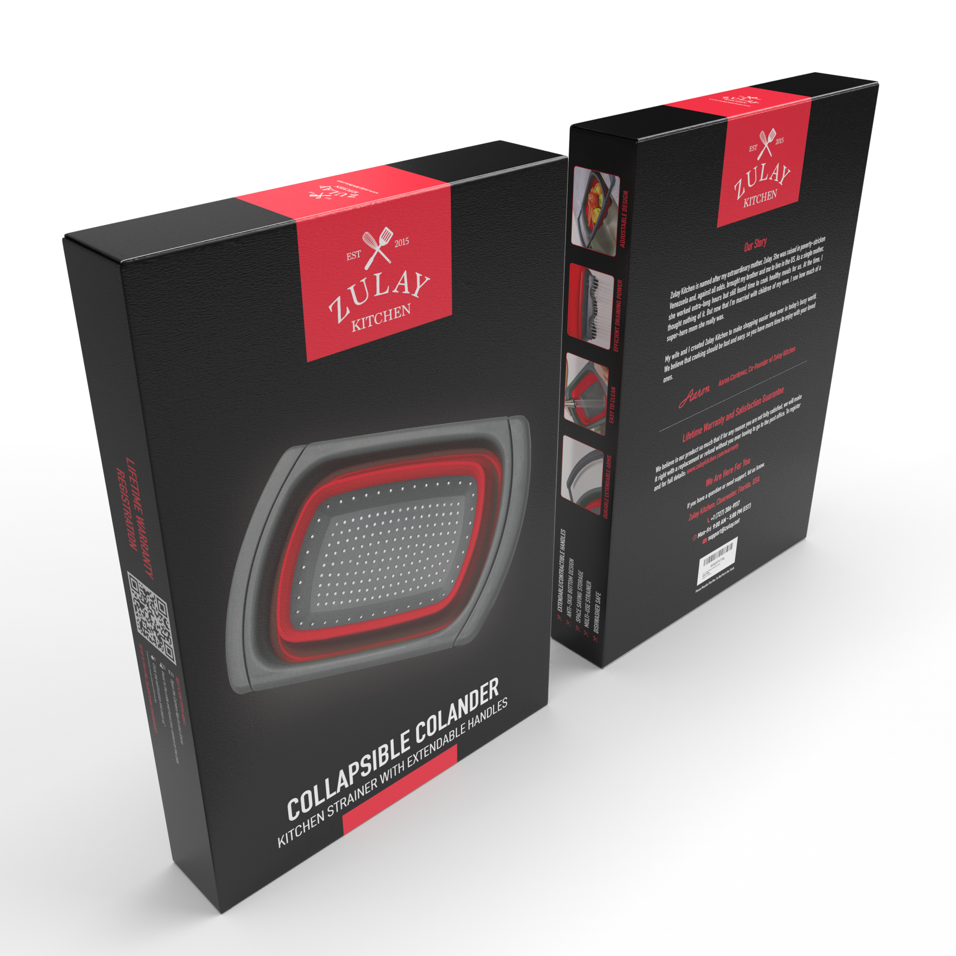 Zulay Kitchen Collapsible Colander in bold red is the ultimate space-saving kitchen essential! With a generous 6-quart capacity, it’s perfect for rinsing fruits and veggies or draining pasta with ease. The collapsible design makes storage a breeze, while extendable handles (adjusting from 15 to 23.8 inches) let it sit securely over most sinks—keeping food elevated while draining.