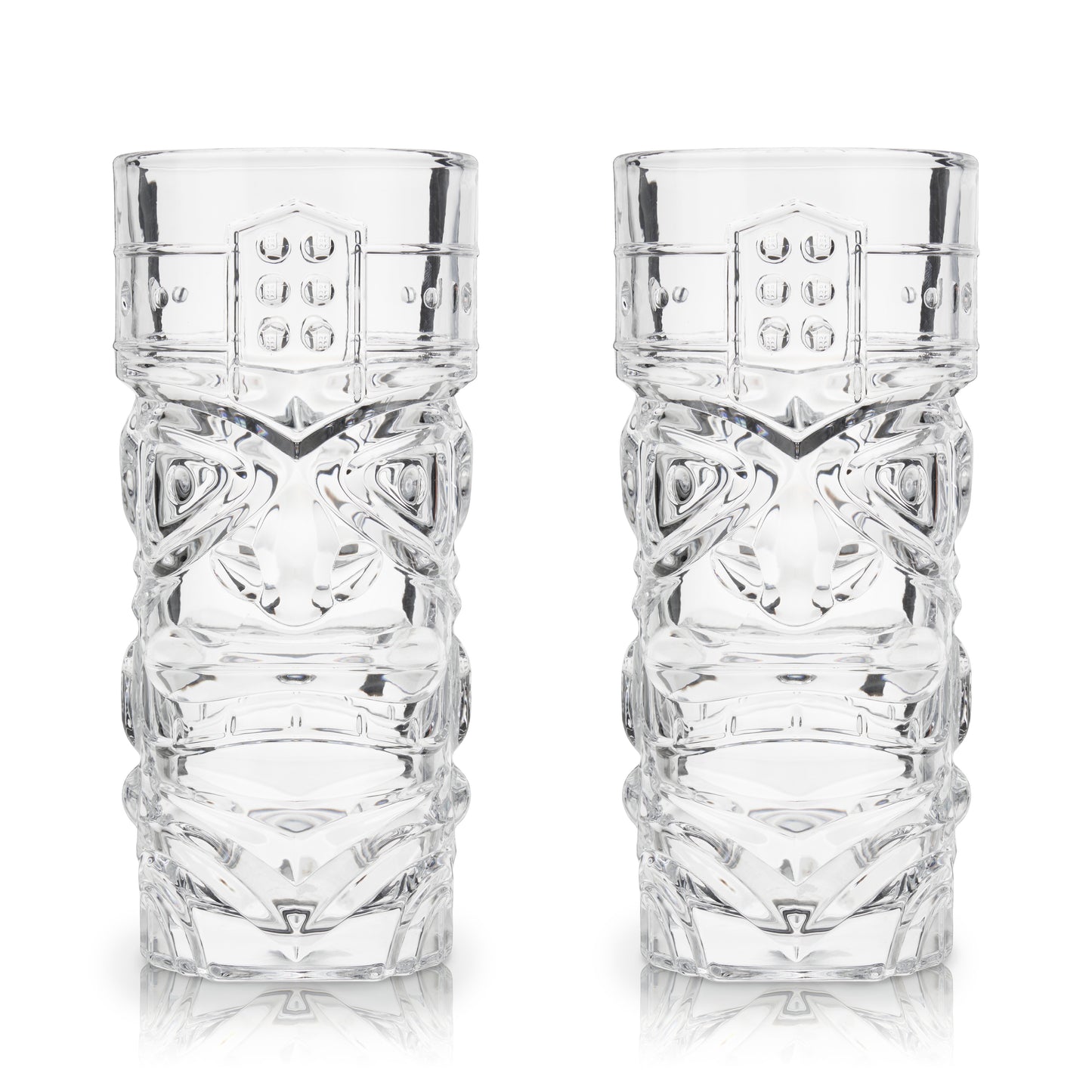 Take tiki to the next level. Tropical cocktails are positively luminous in these glasses, evoking the lush vibrancy that tiki drinks are known for. Enjoy with classics like the iconic Mai Tai, or mix up something new and trendy. This set is suitable for any cocktail you would serve in a large highball glass. With an ideal weight and feel, this set of ornate cocktail glasses feels as good in your hand as they look on your bar.