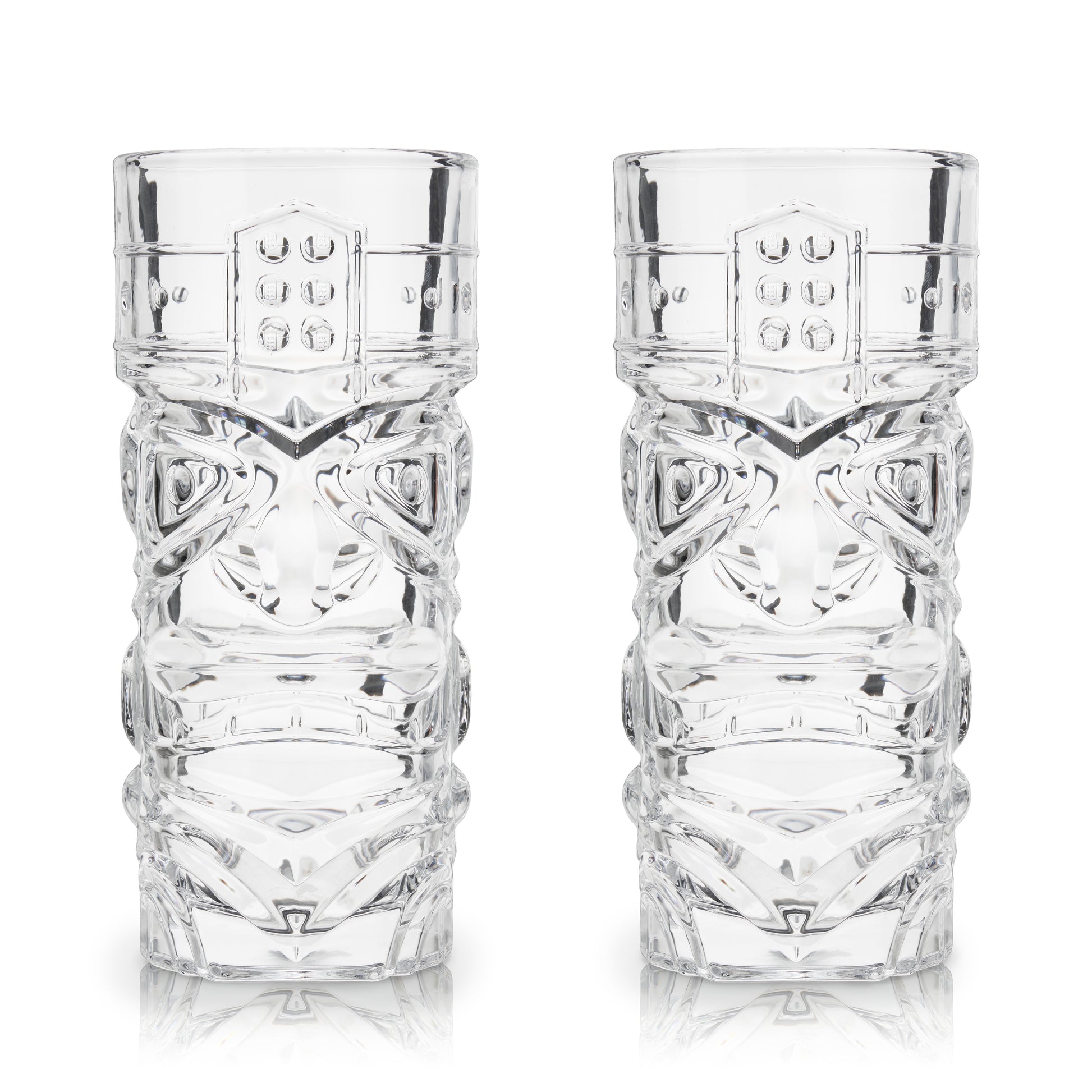 Take tiki to the next level. Tropical cocktails are positively luminous in these glasses, evoking the lush vibrancy that tiki drinks are known for. Enjoy with classics like the iconic Mai Tai, or mix up something new and trendy. This set is suitable for any cocktail you would serve in a large highball glass. With an ideal weight and feel, this set of ornate cocktail glasses feels as good in your hand as they look on your bar.