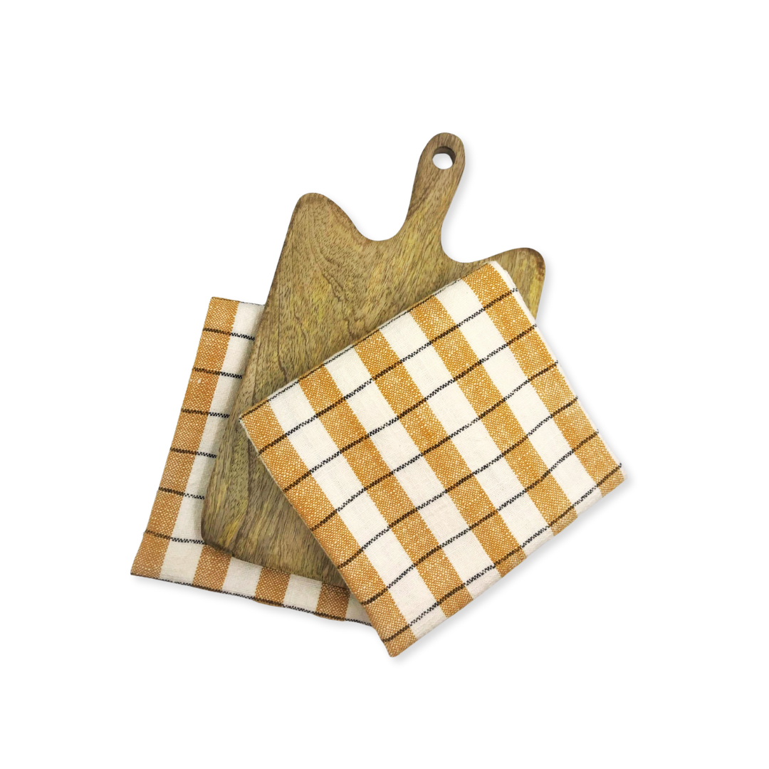 Kitchen Towels & Cutting Board (3 Piece Set) - Orange