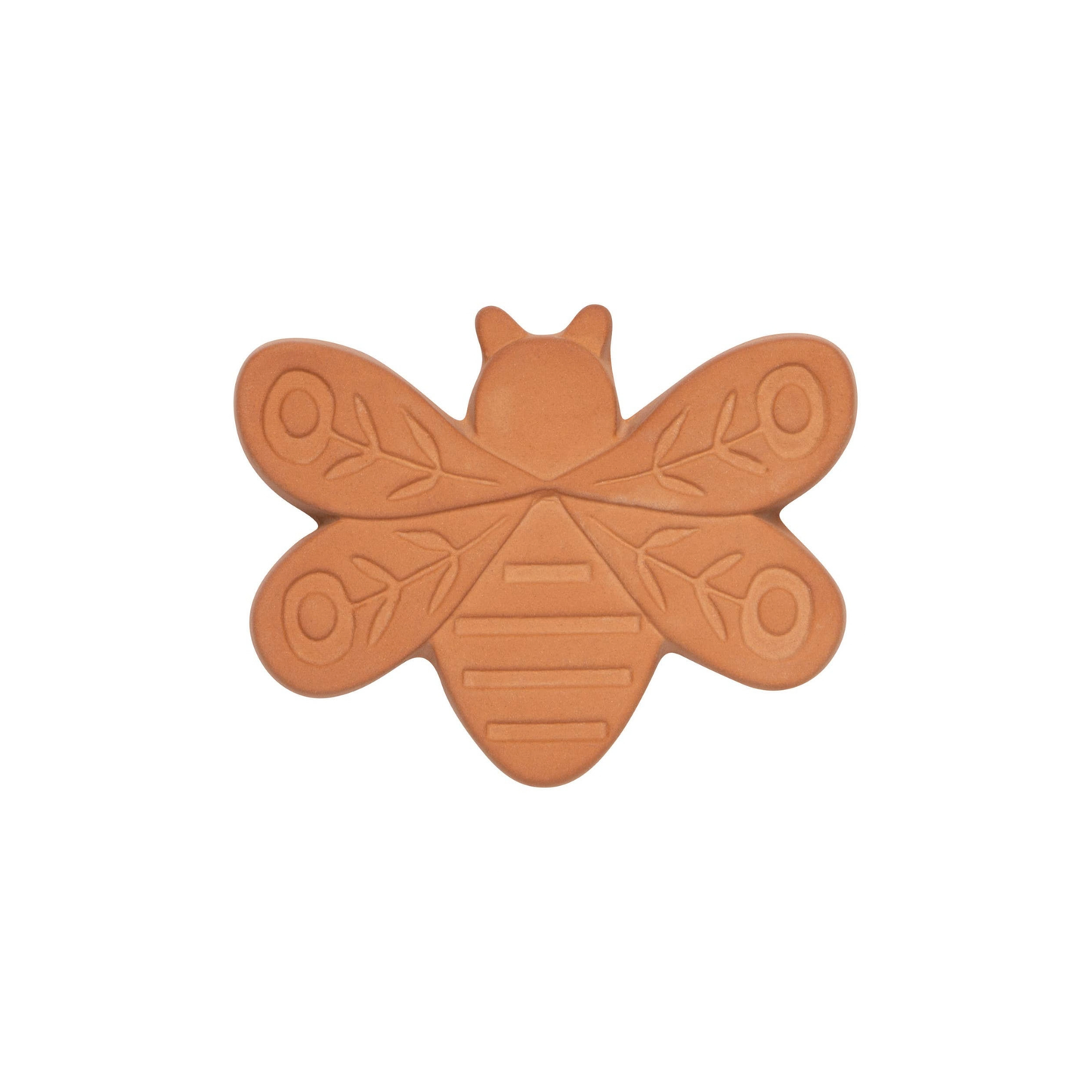 Butterfly-shaped terracotta tile on a white background