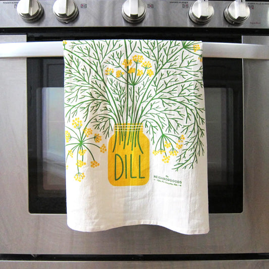Our dill herb towel will freshen up your kitchen and brighten your everyday. The dillightful design is sure to make you smile. Made from 100% flour sack cotton, our Beet It dish towel will only get softer and more absorbent over the years in your kitchen. This generously sized dish towel can handle small and big tasks in the kitchen as well as household chores.
