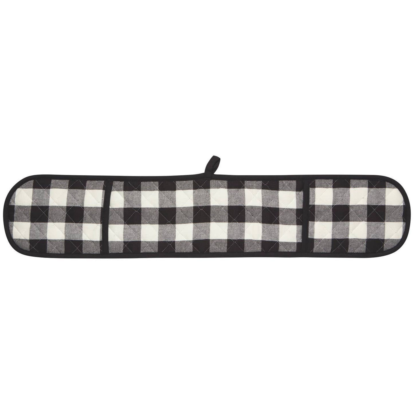 Black and white checkered oven mitt on a white background
