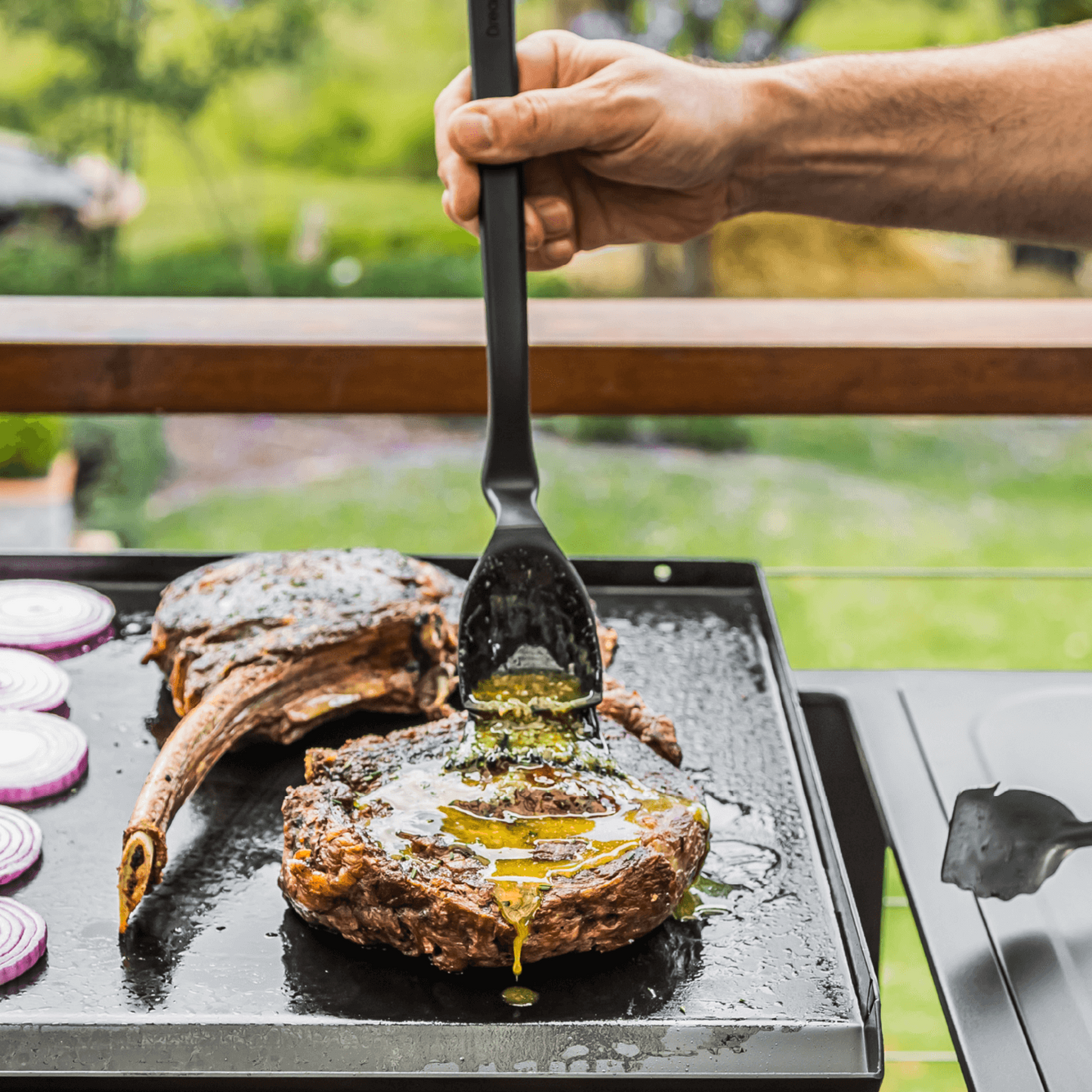 BBQ Brizzle is a silicone basting brush that scoops up sauce, drizzles to baste on or off the grill, and sits up with no drips. No more mess - just a Brizzle of love for your best-grilled dishes. Let the summer (and grilling) season begin!