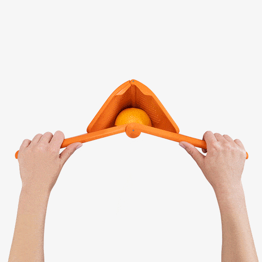 Big and easy for your orange squeezy! The Fluicer is an easy squeeze citrus juicer that folds completely flat for space-saving storage. <span data-mce-fragment="1">Two-handed sideways pivot operation provides increased leverage using the larger muscle groups of your arms instead of hands, requiring less effort than a traditional press. </span>