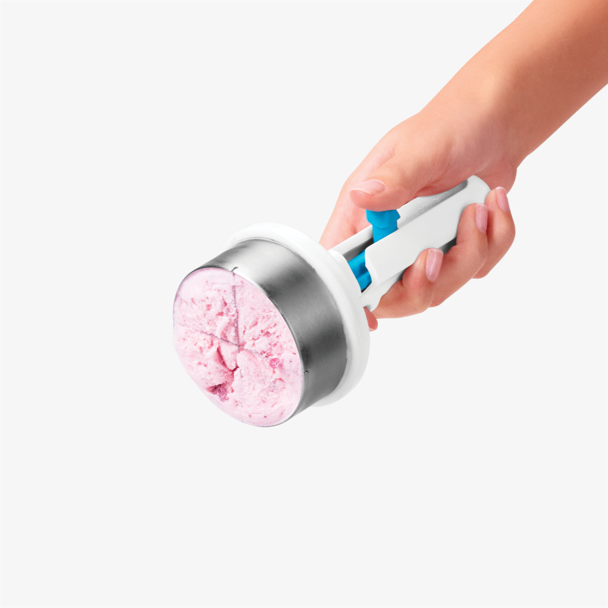 Icepo is the ice cream scoop that serves a perfect ½ cup portion and creates instant ice cream sandwiches. Icepo’s simple design sits comfortably in one hand and is easy to use. Just push Icepo into your ice cream, twist to cut your portion using Icepo’s stainless steel cutter and high-tensile wires, and eject onto your cookie for a no-prep treat.