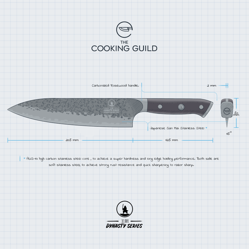 The Dynasty Chef Knife is the ultimate all-purpose tool, expertly crafted for durability and versatility. Take your culinary skills to the next level—experience the difference today.