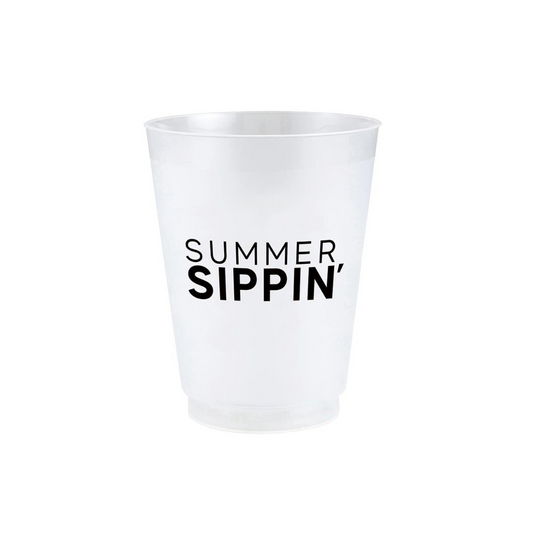 The Frost Cup - Summer Sippin' edition, your go-to reusable cup for all things sunny and fun! Crafted from frosted clear plastic with a vibrant summer-inspired design, these 16oz cups are perfect for any occasion, whether it's a beach day, picnic, or backyard BBQ. Each pack comes with 8 cups, ensuring everyone stays hydrated and stylishly cool. Get ready to sip and savor the season with Frost Cup - Summer Sippin'—where every drink feels like a celebration!