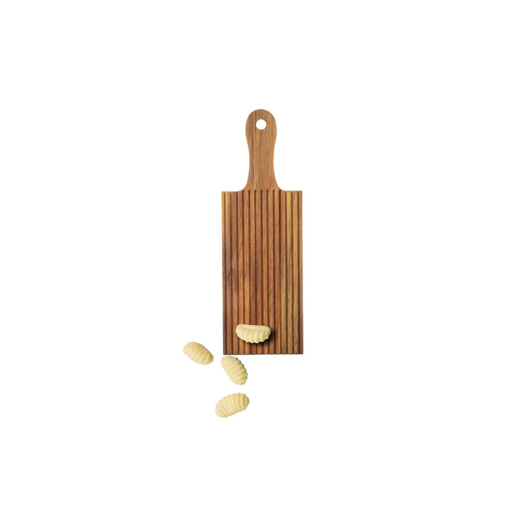 Acacia Wood Gnocchi Board. Designed for making perfectly ridged gnocchi, simply roll your dough over the furrowed paddle to create traditional, textured pasta.