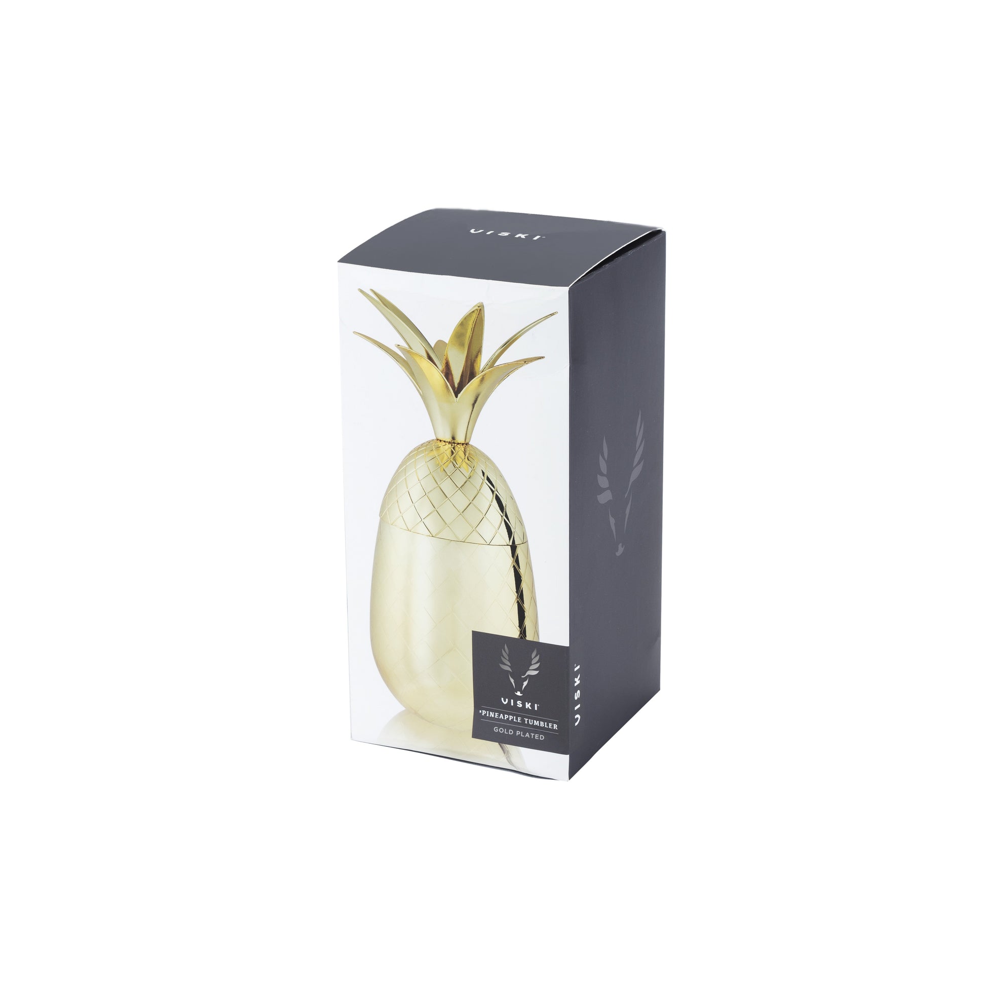 A tumbler so decorative you won't even need a garnish. Enjoy Mai Tais out of this gorgeous gold pineapple. Complete with etched details and a lid crowned with delicate fronds, it’s a stunning statement piece for serving any cocktails.