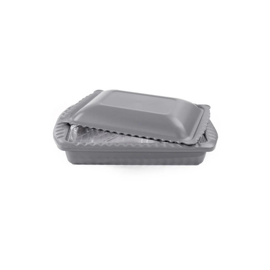 Foil Decor has three plastic components that work as a system to hold a 9x13 foil pan.