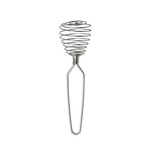 Metallic spiral whisk on a white background