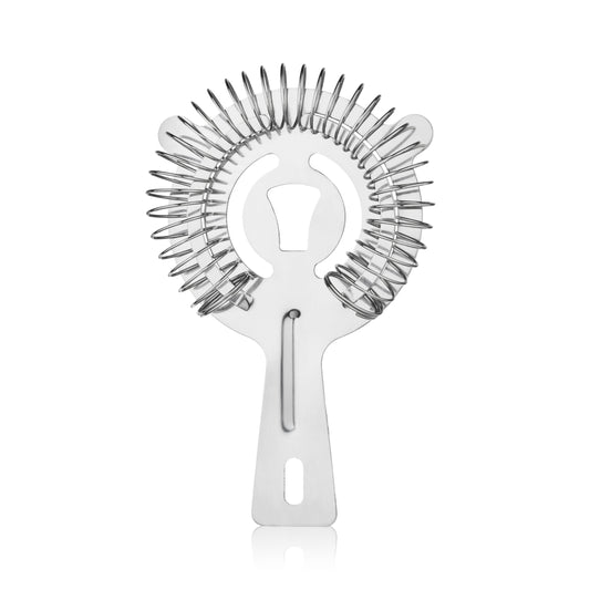 Our Hawthorne-style stainless steel strainer makes quick clean work of everything from Martinis to Manhattans. A double-pronged rim and tight-wound spring catch muddled fruit, ice and herbs. No need to worry about an unruly drink - you'll be sipping in style in no time. Plus, it adds a touch of class to any home bar!