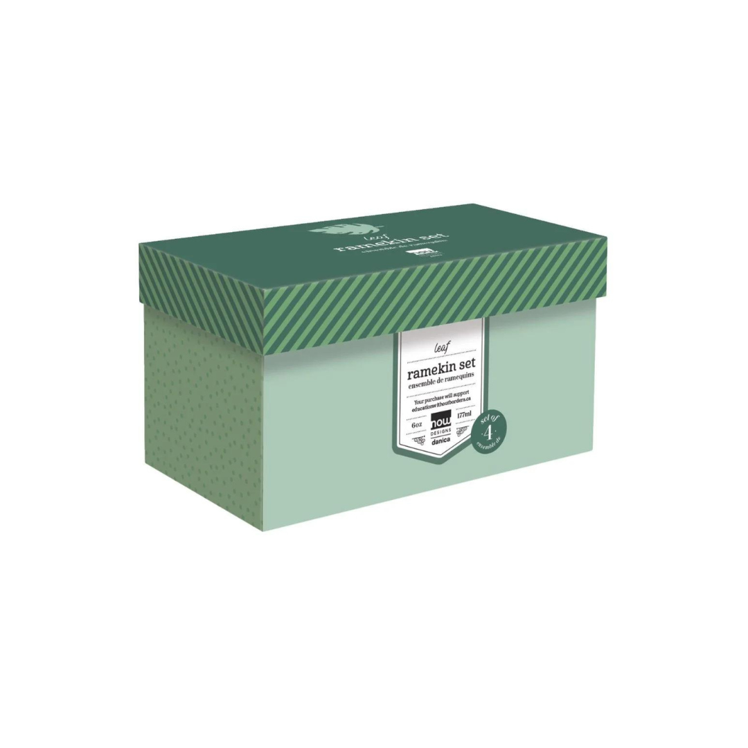 Set of four ombre style green colored ramekins that hold six ounces each. Microwave, dishwasher, and oven safe up to 450 degrees. Perfect for desserts and small cooking and baking needs!