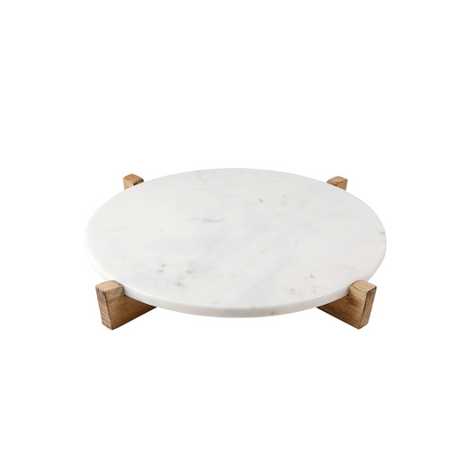 Marble and mango wood pair well just like cheese and wine! Serve your favorite cheeses and appetizers on this beautiful marble board. Mango wood stand is removeable. Perfect centerpiece for parties and beverage tastings.