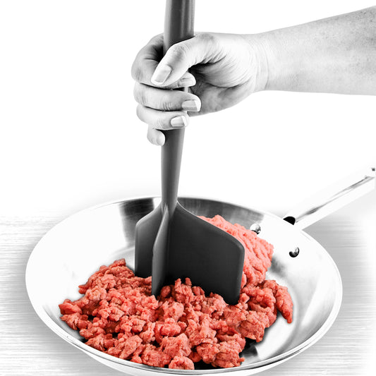 Effortlessly chop and stir thawed or partially defrosted ground meats with this versatile kitchen tool. Its wide blade design makes stirring and serving a breeze, while the rounded edges ensure you can easily reach every corner of the pan. The smooth surface prevents uncooked meat from sticking, and it's safe to use on non-stick cookware, making meal prep fast and hassle-free!