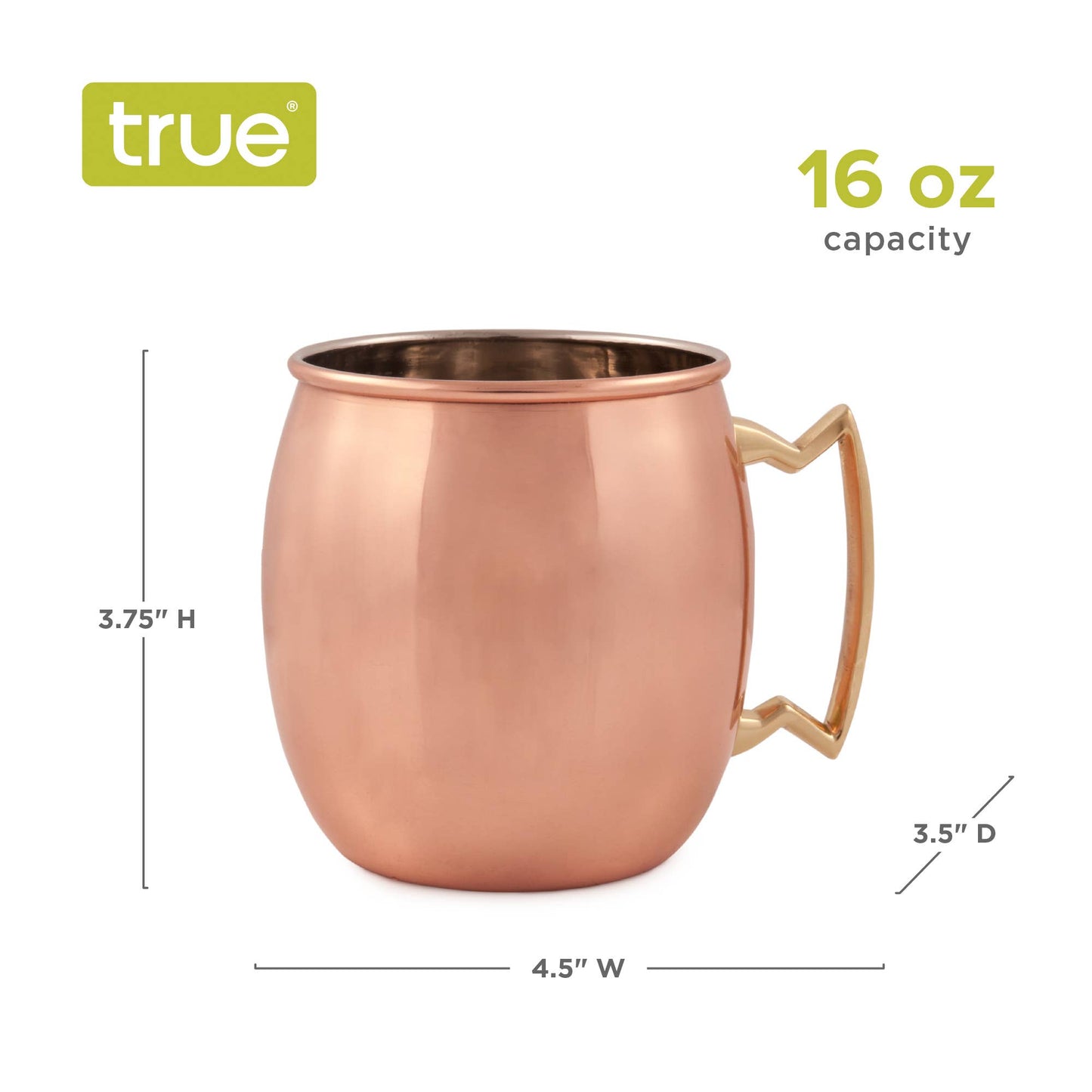 Featuring a durable stainless steel interior and a polished copper finish, these mugs offer a vintage-inspired aesthetic with an intricate brass zig-zag handle. Perfect for adding a touch of classic charm to any bar cart.