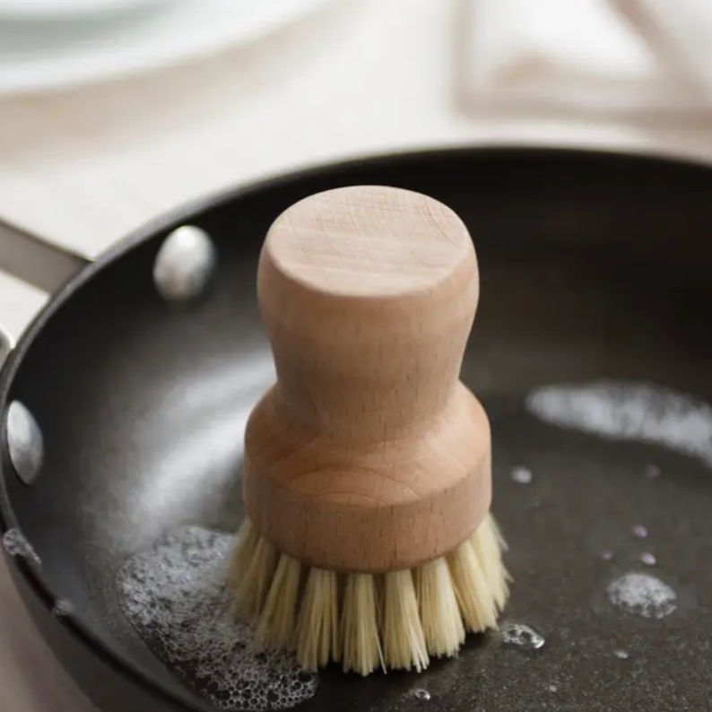 Struggling to scrub off cooked-on food from your pots and pans with an everyday kitchen sponge? For an easier (and better) cleaning, having our Small Natural Dish Brush at hand is a must. Constructed of sturdy beechwood, it's equipped with durable, porous tampico fiber bristles that absorb water better than common plastic bristles.