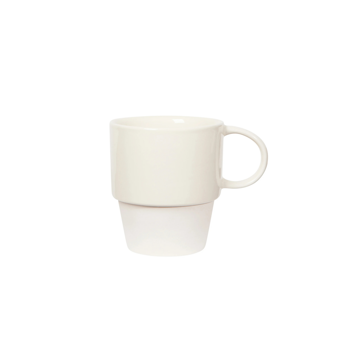 White ceramic mug on a white background