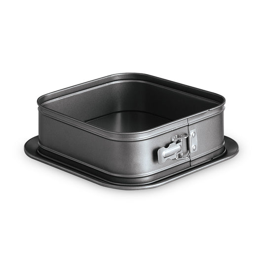 Metal baking pan with a lid on a white background