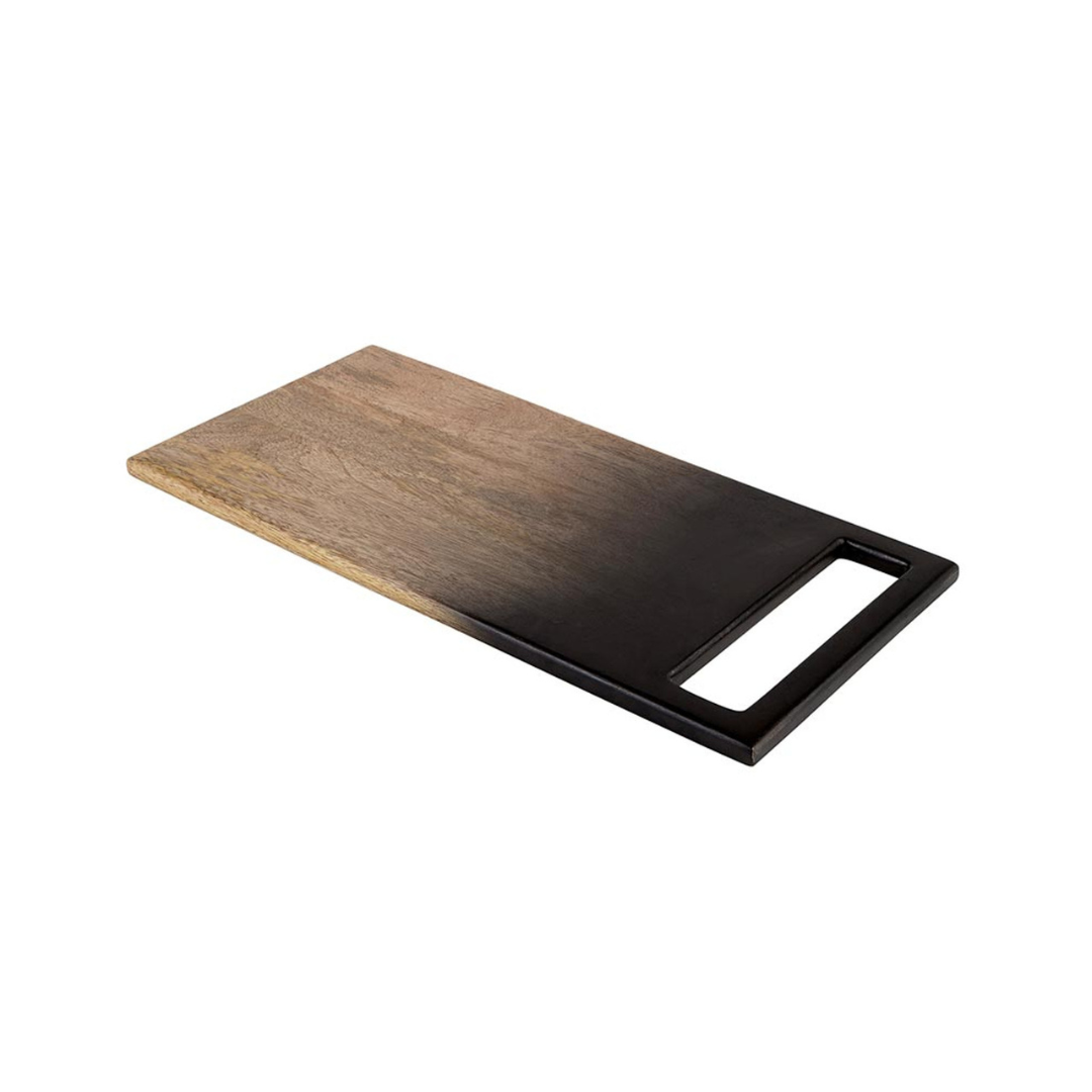 Bring a touch of bold sophistication to your kitchen with our Ombre Serving Board - 19" x 9"! This eye-catching tray features a stunning black and natural ombre finish, making it a standout accent for any table. Perfect for serving your favorite breads or adding a stylish touch to your dining experience, this board blends modern design with practical elegance.