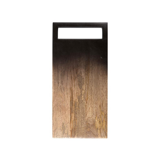 Bring a touch of bold sophistication to your kitchen with our Ombre Serving Board - 19" x 9"! This eye-catching tray features a stunning black and natural ombre finish, making it a standout accent for any table. Perfect for serving your favorite breads or adding a stylish touch to your dining experience, this board blends modern design with practical elegance.