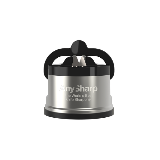 Knife sharpener with 'AnySharp' branding on a white background