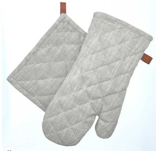 Oven Mitt, Pot Holder, & Spoon (3 Piece Set) - Chambray Gray