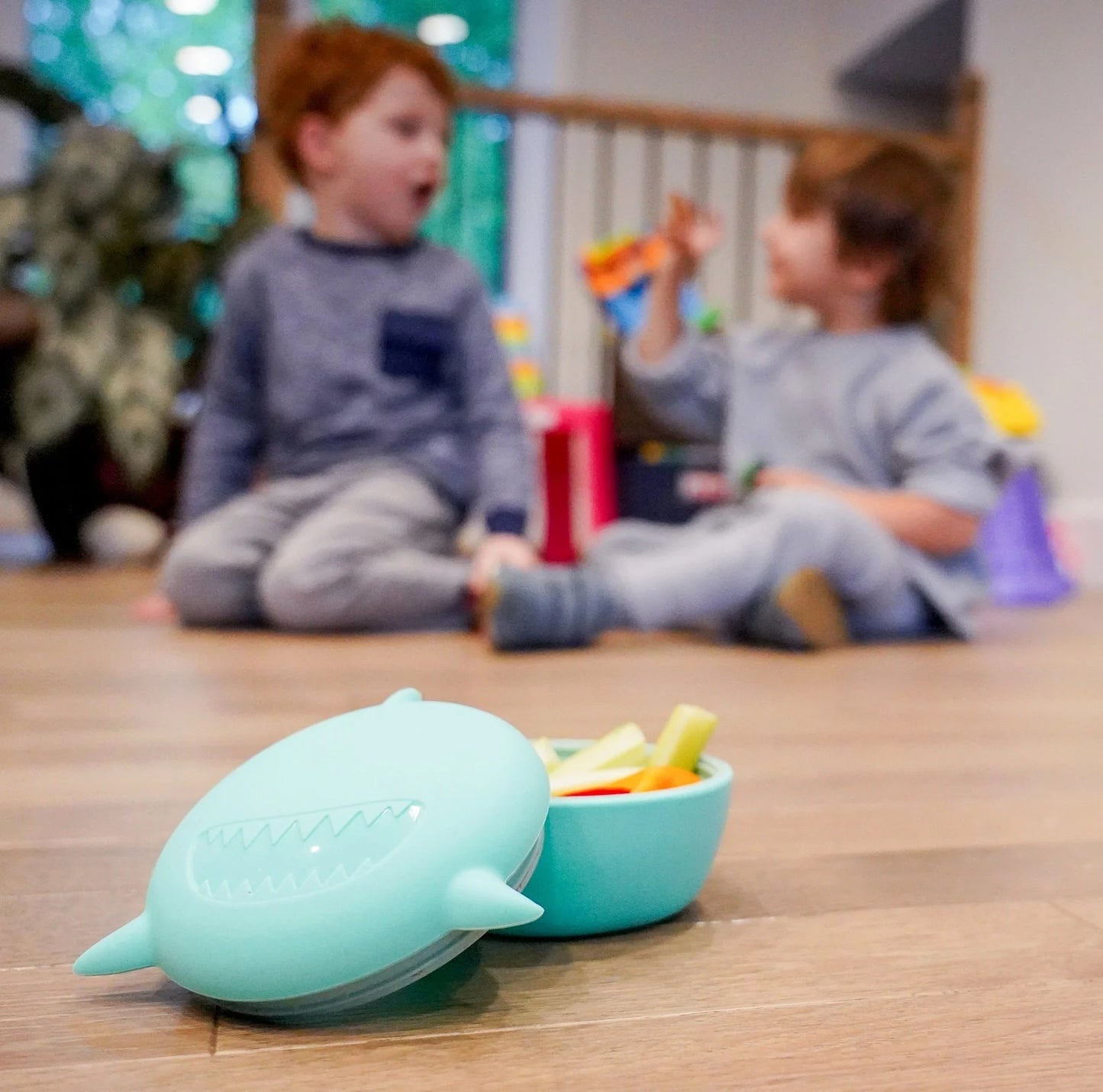 Silicone Bowl with Lid, Fork & Spoon - Shark