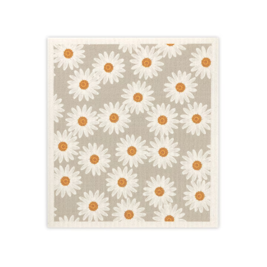 Rug with daisy pattern on a beige background