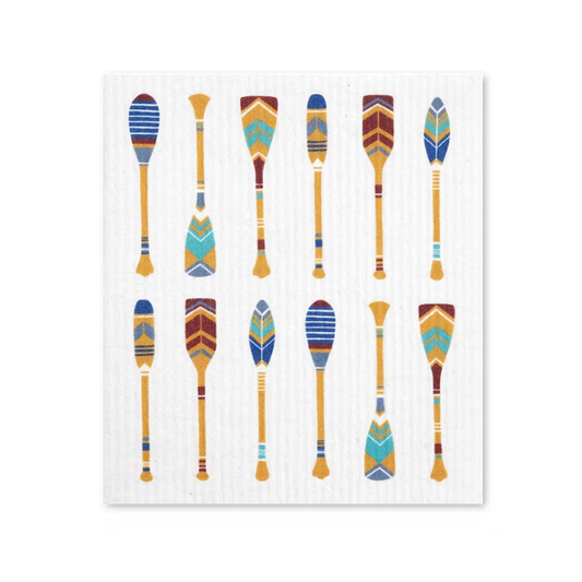 Pattern of colorful oars on a white background