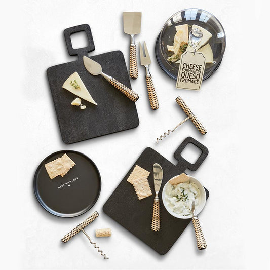 Add a touch of elegance to your charcuterie board with the Spreader Set - Natural Wicker. This stylish set of two spreaders features chic wicker handles and comes in unique matte black box packaging, making it the perfect gift for cheese lovers. Whether you're hosting a gathering or enjoying a quiet night in, these spreaders are a must-have addition to your collection!