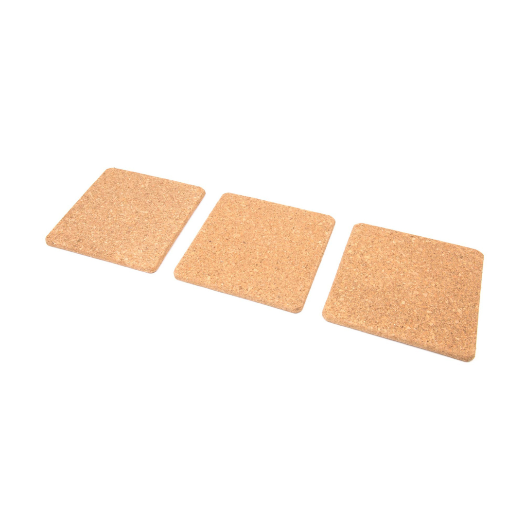 Protect your tables and countertops in style with this 3-Piece Cork Trivet Set, featuring three 7-inch square trivets that blend functionality with a classic, natural look. Made from durable natural cork, these ½-inch thick hot pads provide a soft, heat-resistant surface to shield your kitchen from hot cookware, fresh-out-of-the-oven dishes, and even plant pots.